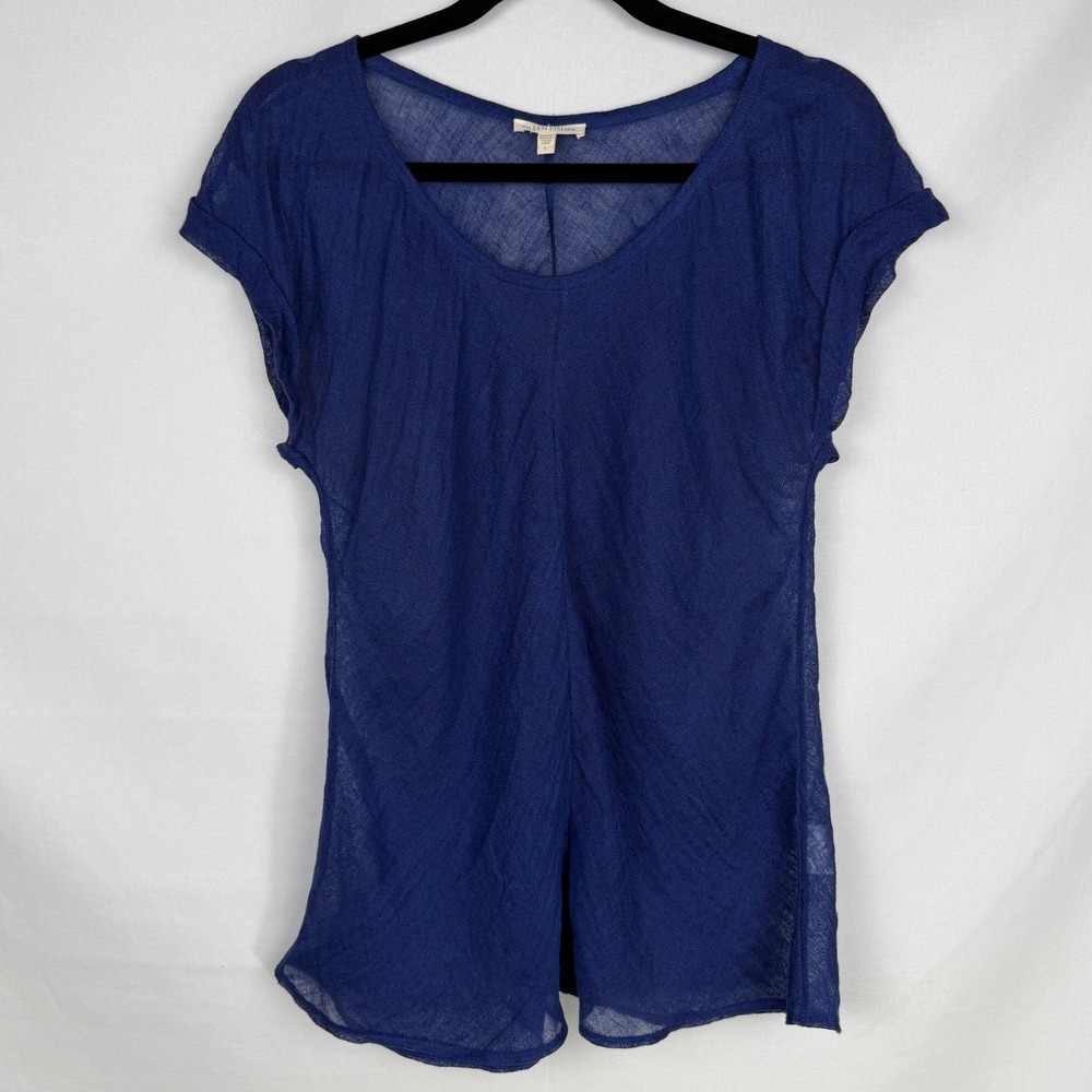 Eileen Fisher 100% Linen Scoop Neck Short Sleeve Top Coastal Minimalist Size L - Picture 2 of 8